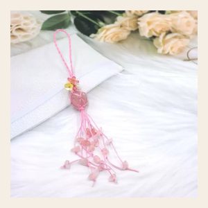 Pink Stone Tassel Charm