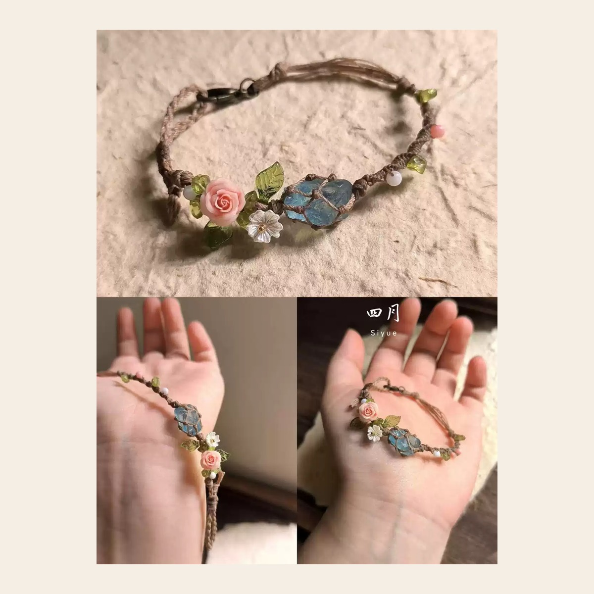 Blue Stone Rose Bracelet - Image 3