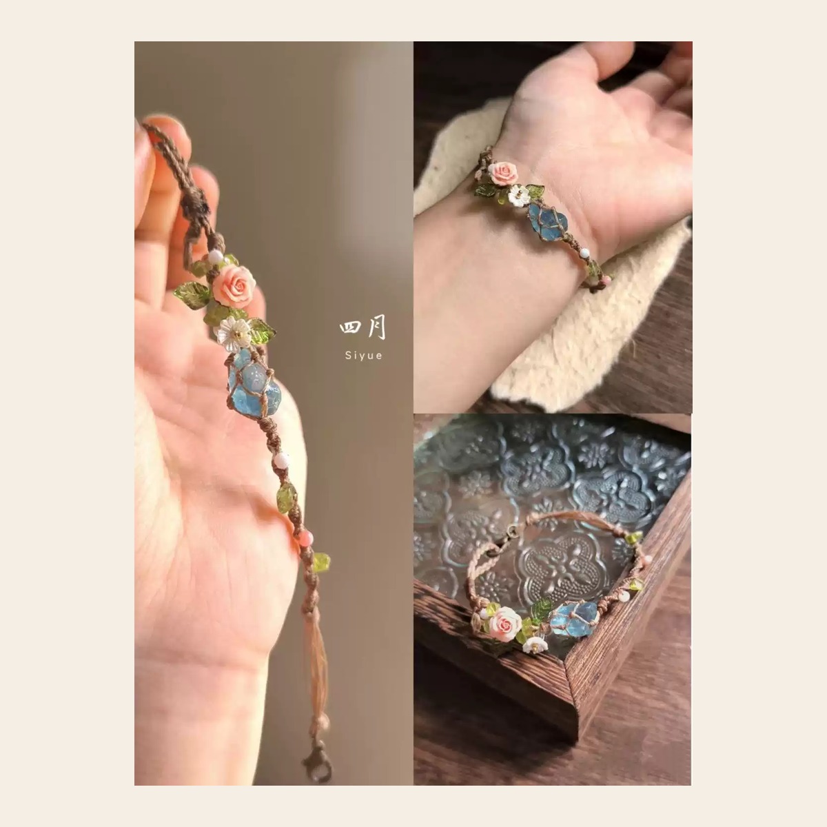 Blue Stone Rose Bracelet - Image 4
