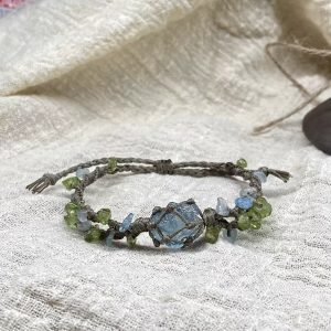 Blue and Green Stone Adjustable Bracelet